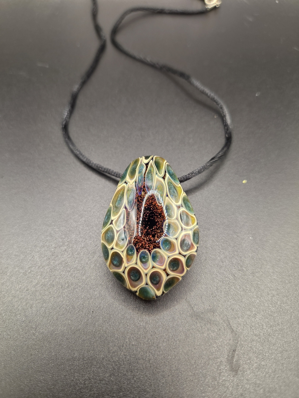 Handmade Green Multicolor Glass Pendant Necklace